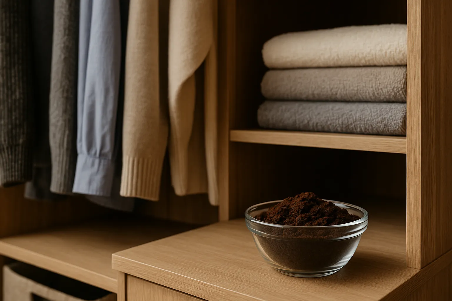 Truque para tirar mau cheiro de armário fechado usando borra de café