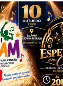 10 de outubro será marcado por muita música em Esperança do Sul