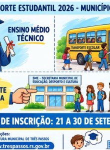 Três Passos abre inscrições para auxílio-transporte escolar de estudantes